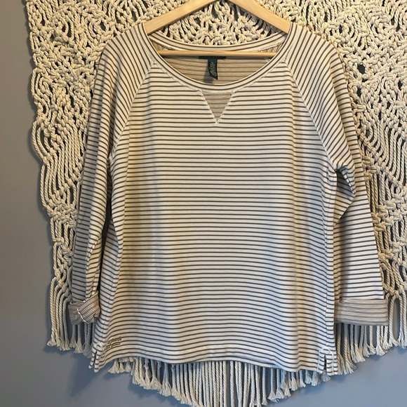 Lauren Ralph Lauren Tops - Ralph Lauren Jeans Khaki Stripe 3/4 Rolled Sleeve Top Shirt
